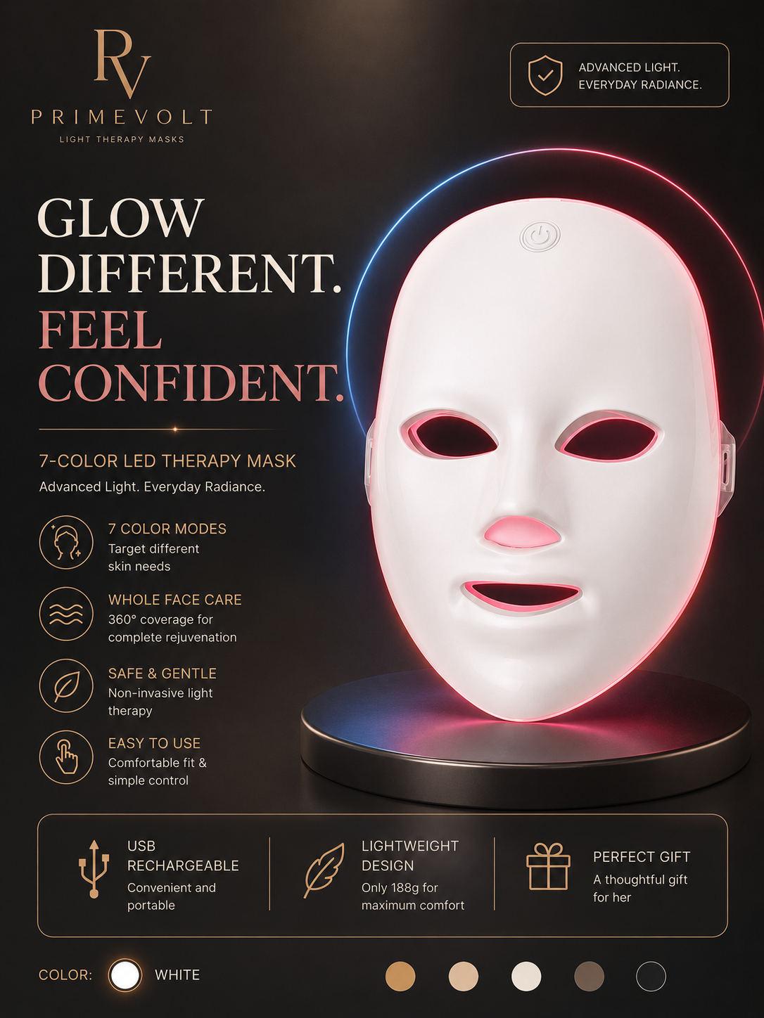 PrimeVolt™ LED Therapy Mask